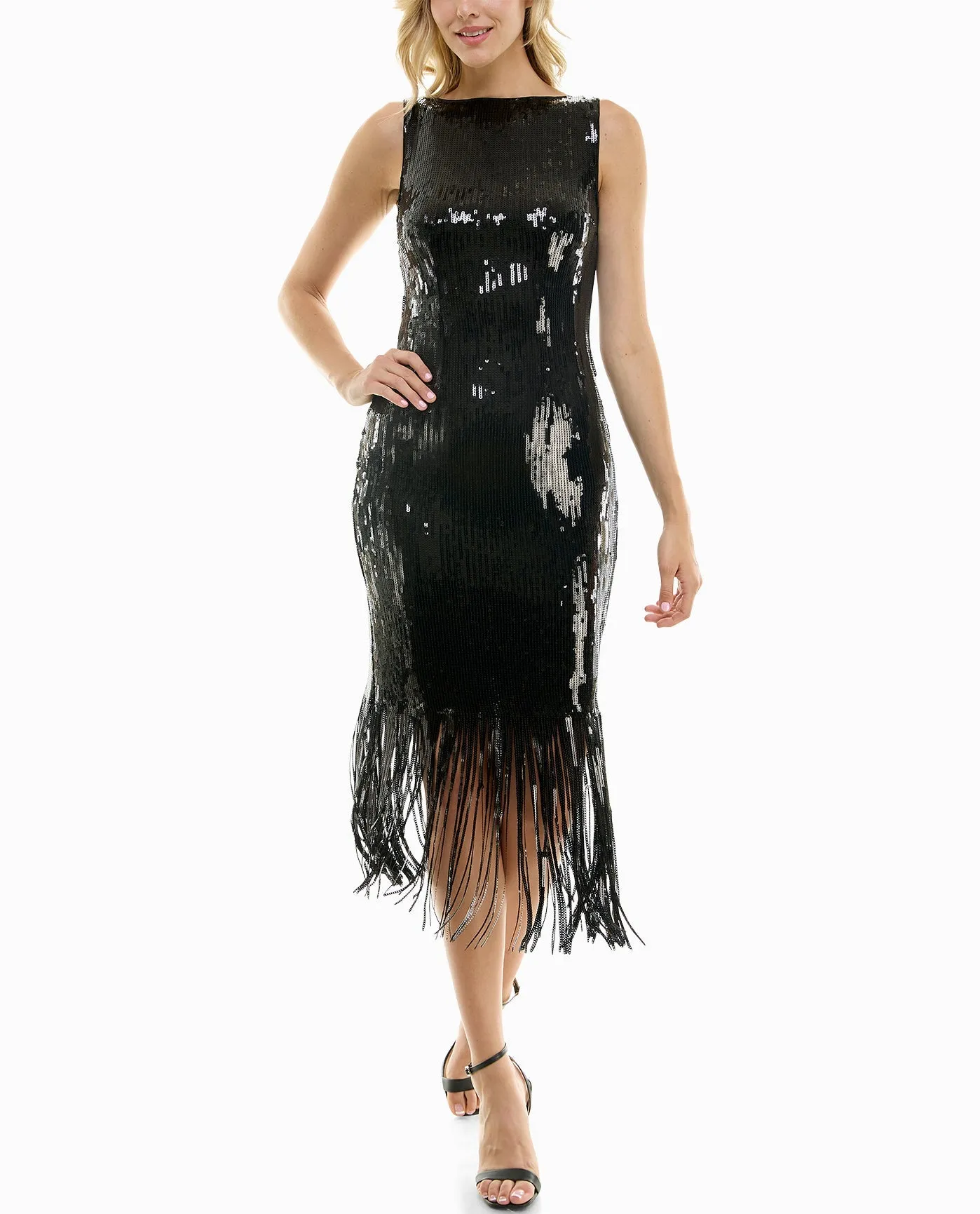 EXCLUSIVE SCARLETT SEQUIN FRINGED SHEATH DRESS sold by Nicole Miller product image thumbnail 4