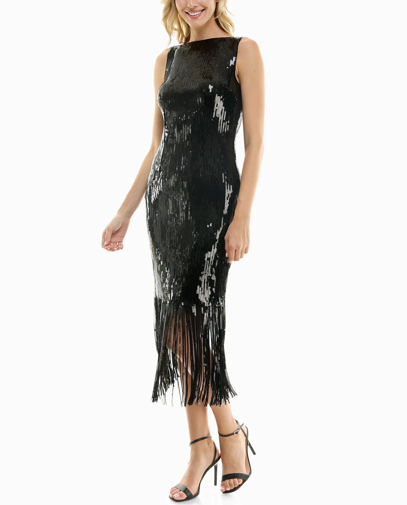 EXCLUSIVE SCARLETT SEQUIN FRINGED SHEATH DRESS sold by Nicole Miller product image thumbnail 3