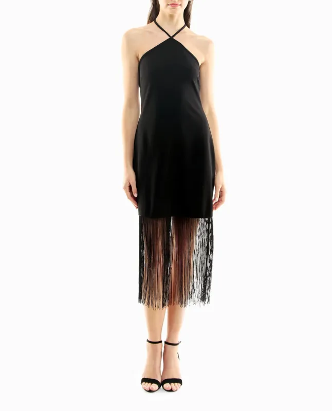 SYLVIE STRETCH CREPE FRINGED SHEATH DRESS made by Nicole Miller