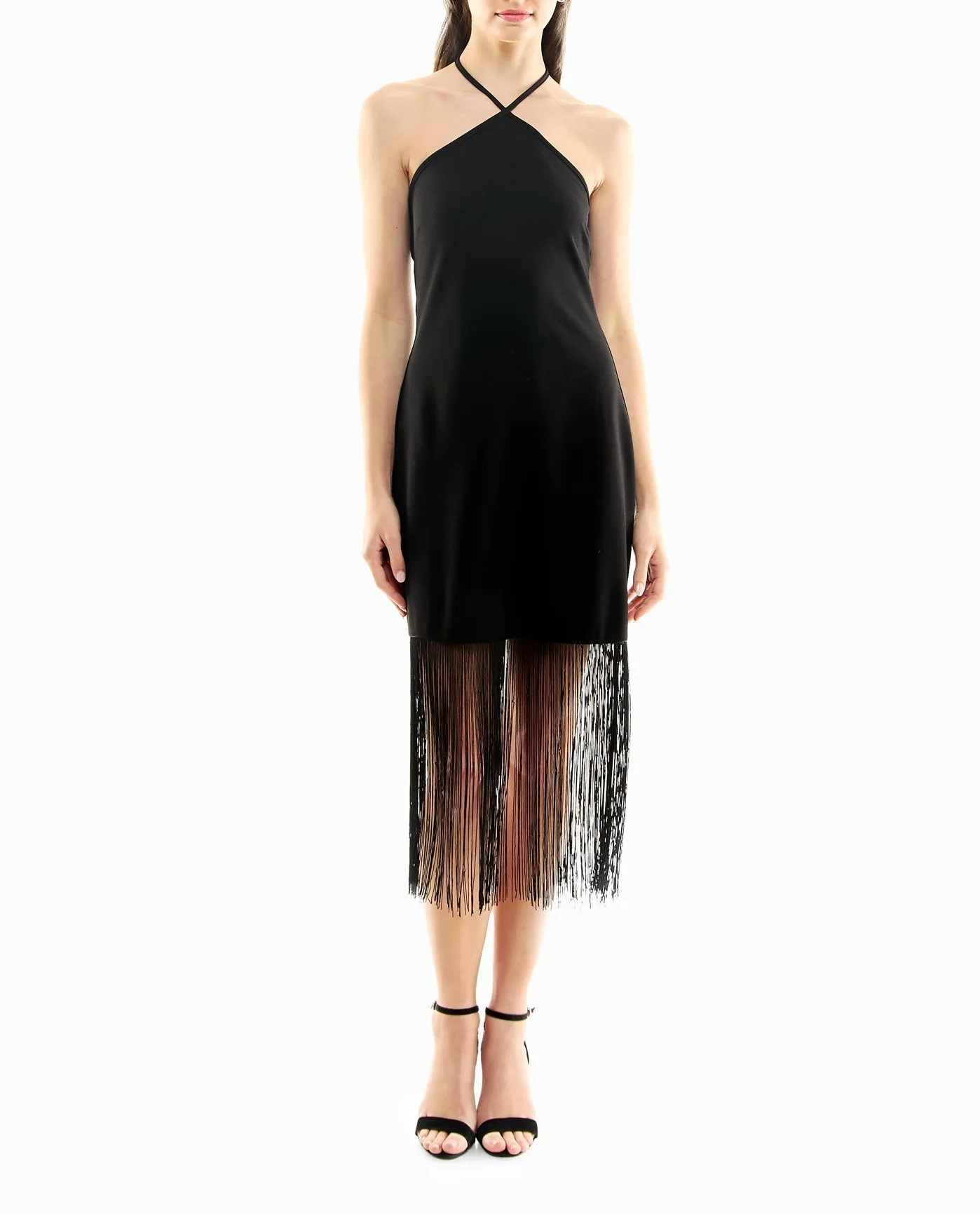 SYLVIE STRETCH CREPE FRINGED SHEATH DRESS sold by Nicole Miller