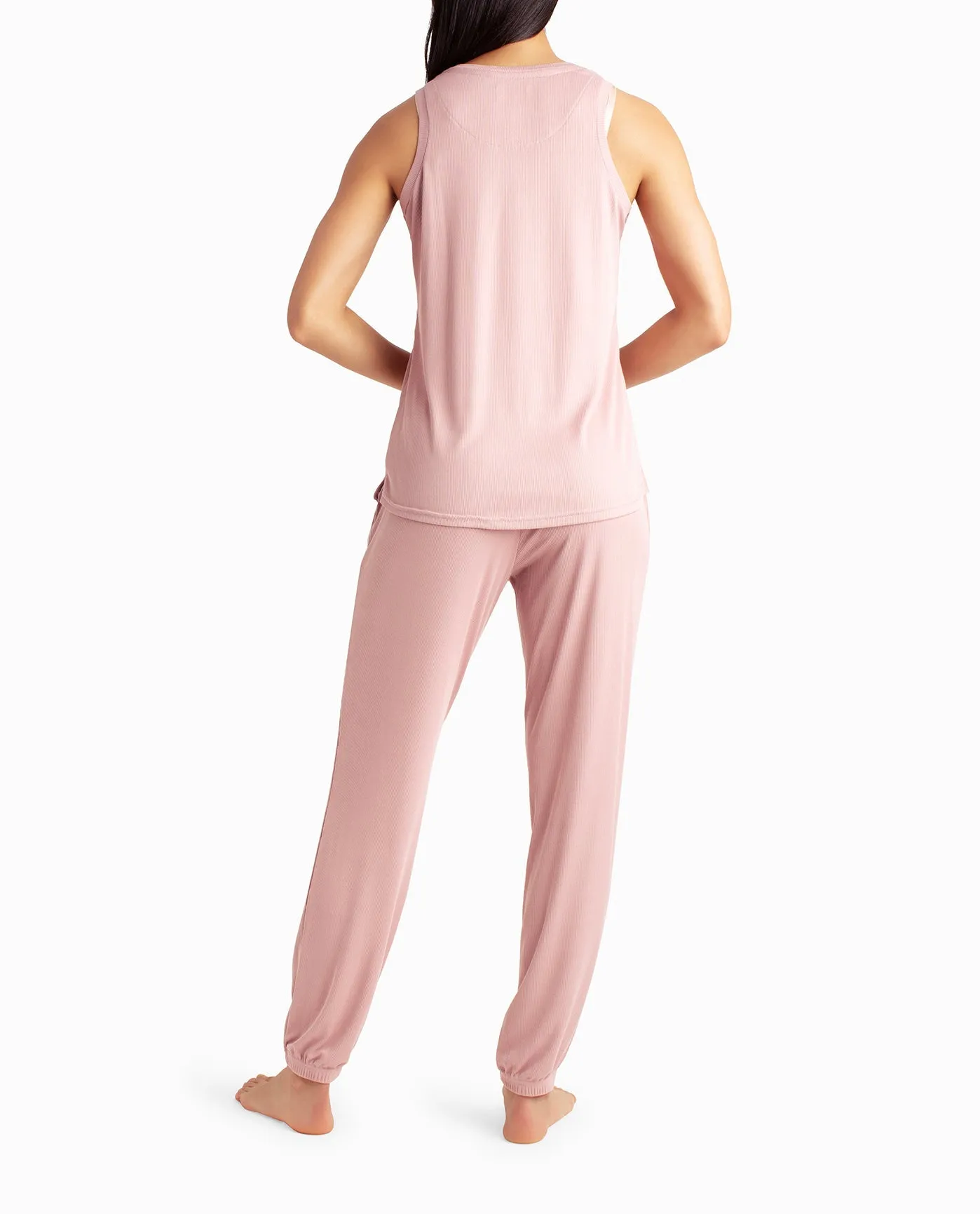 RIBBED HIGH NECK TANK AND GYM PANT TWO-PIECE SLEEPWEAR SET sold by Nicole Miller product image thumbnail 2