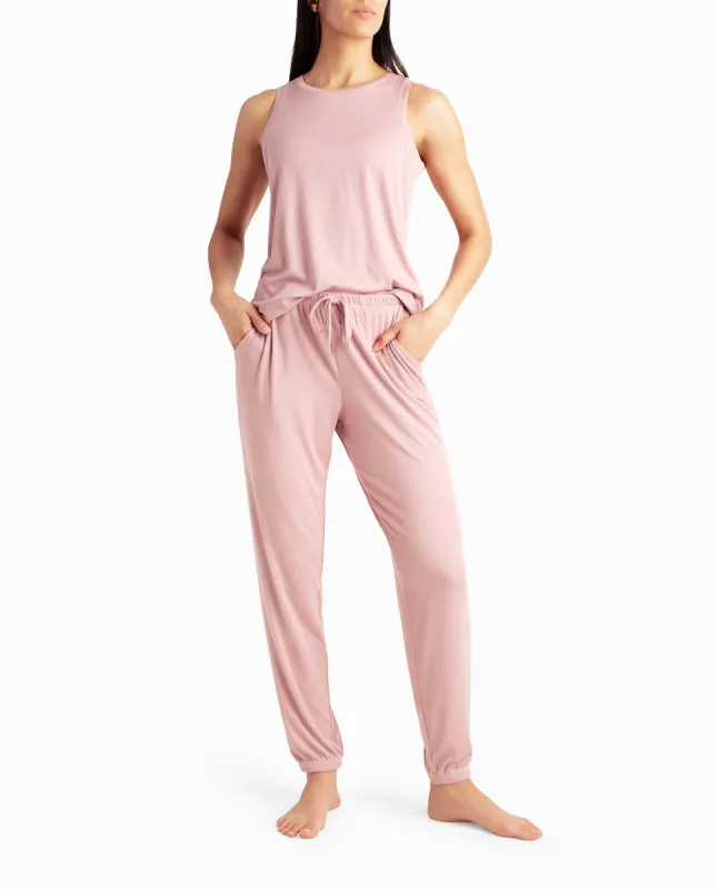 RIBBED HIGH NECK TANK AND GYM PANT TWO-PIECE SLEEPWEAR SET sold by Nicole Miller