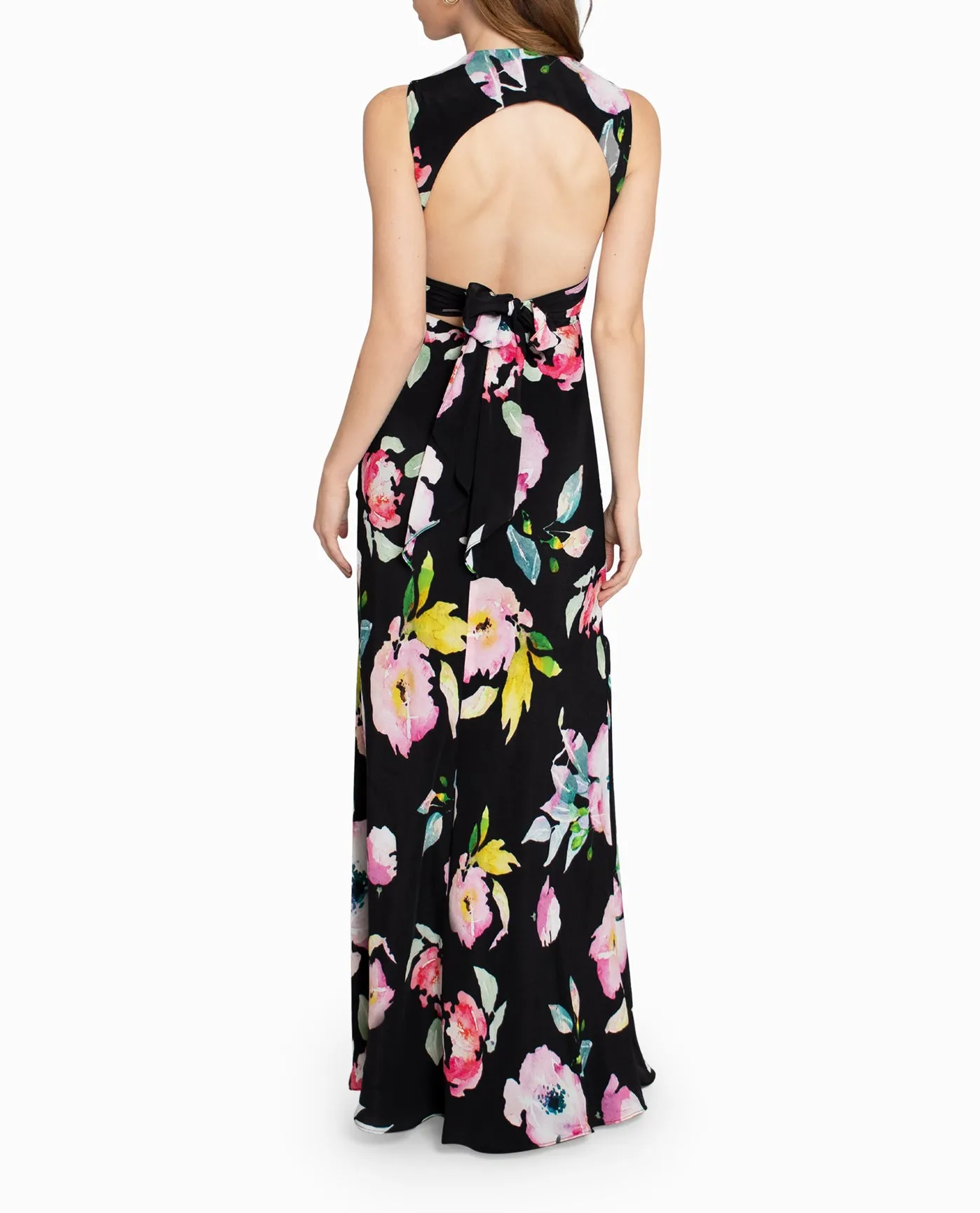 LA FLEUR SILK PLUNGE OPEN BACK GOWN sold by Nicole Miller product image thumbnail 2