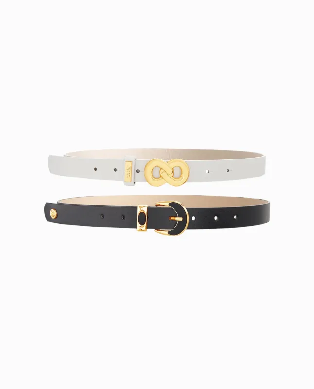 VEGAN LEATHER BELT TWO-PIECE SET made by Nicole Miller