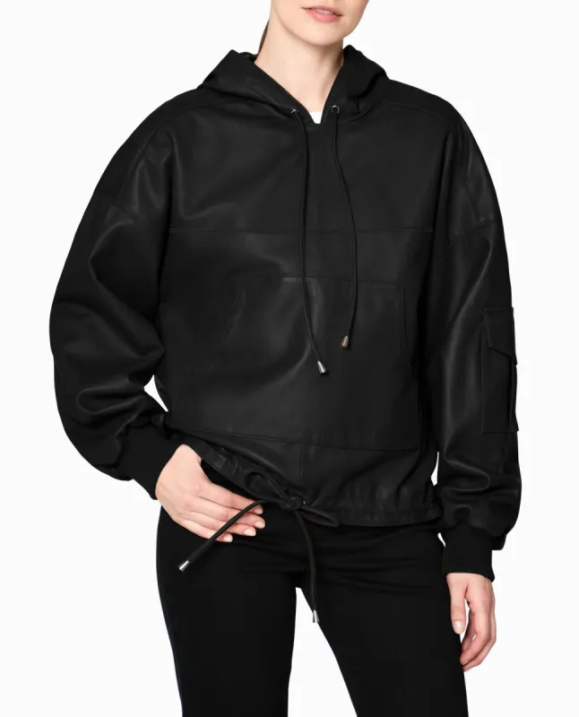 LEATHER SPACE HOODIE made by Nicole Miller