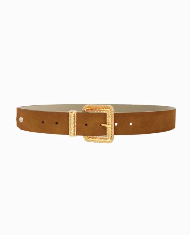 SQUARE BUCKLE VEGAN LEATHER BELT made by Nicole Miller