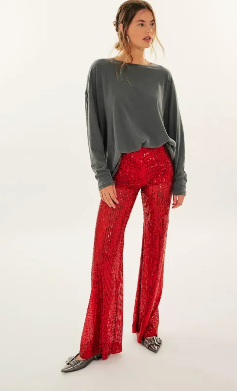 Solid Sequins Flare Pant made by Nightcap