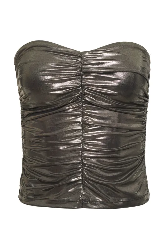 Ruched Foil Tube Top made by Nightcap