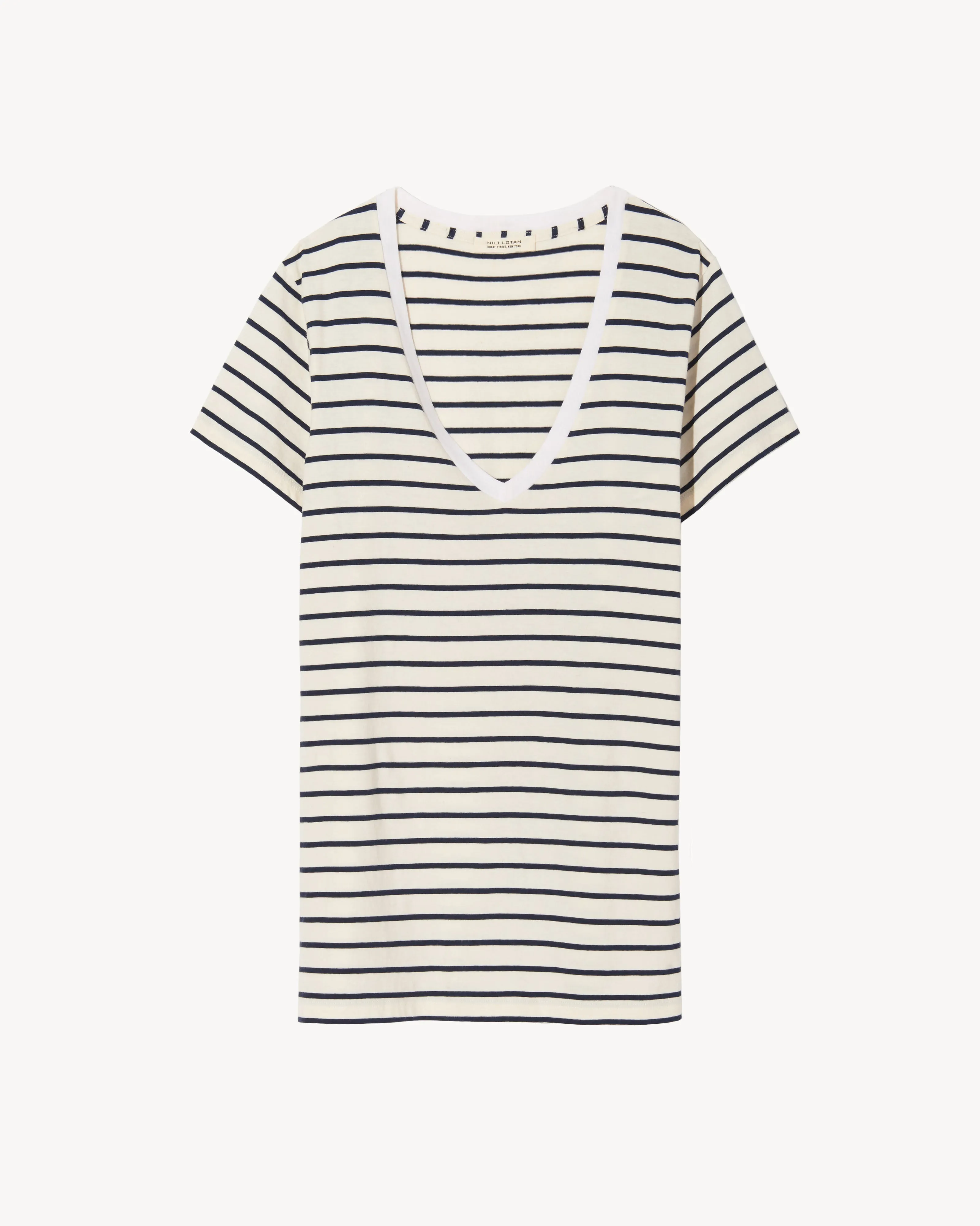 STRIPED CAROL VNECK TEE SHIRT sold by Nili Lotan product image thumbnail 2