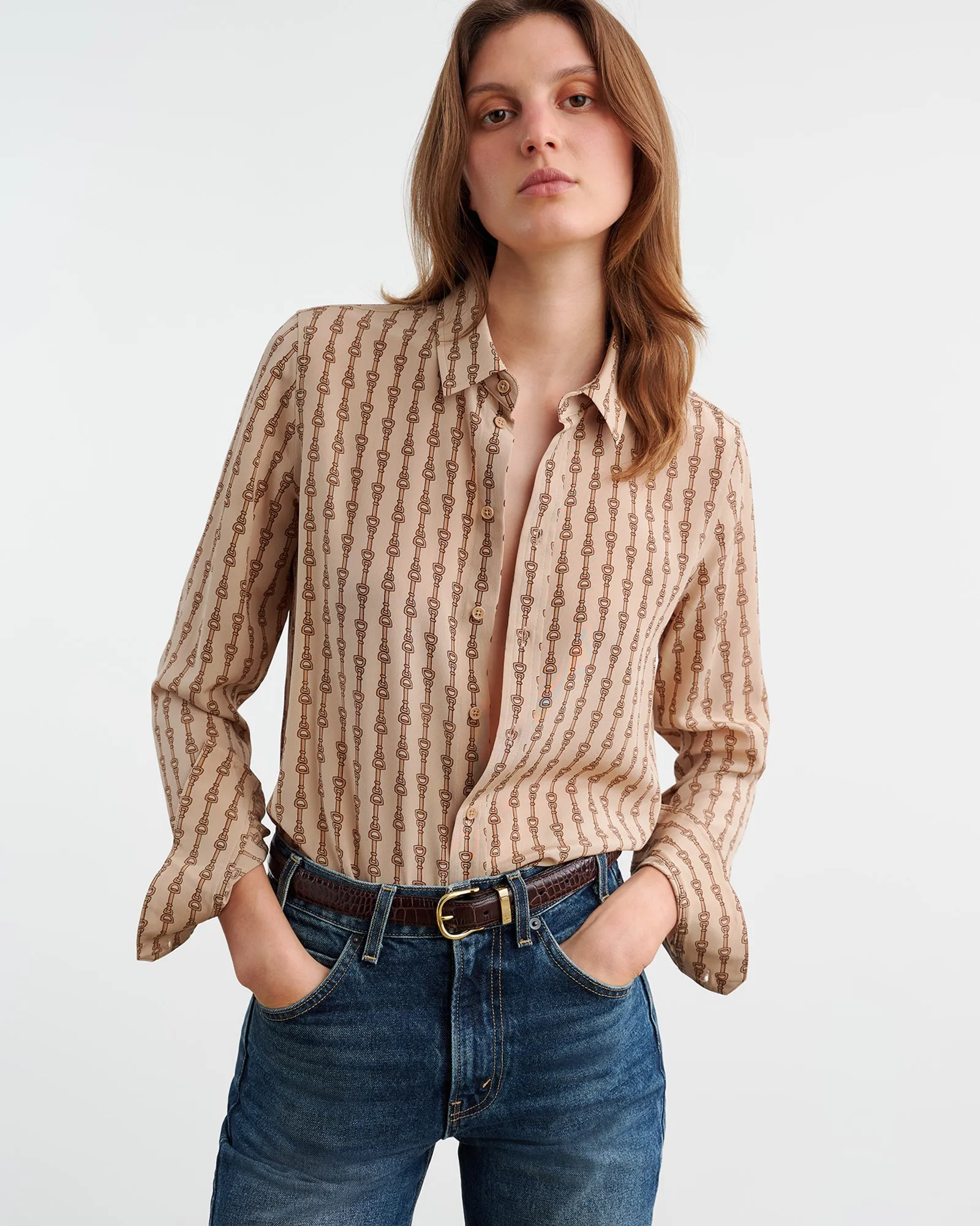 PRINTED GAIA SLIM SHIRT sold by Nili Lotan product image thumbnail 4
