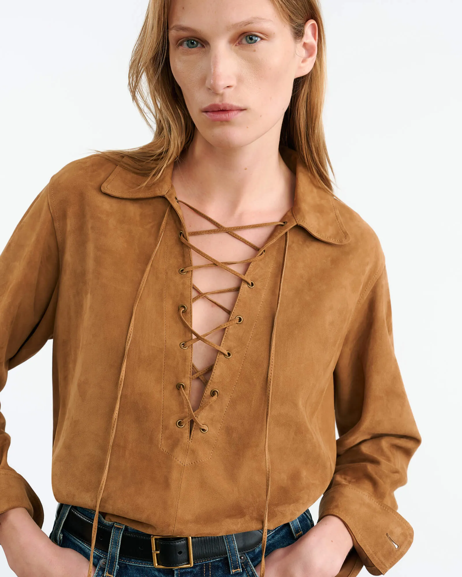 JIMI SUEDE SHIRT sold by Nili Lotan product image thumbnail 3