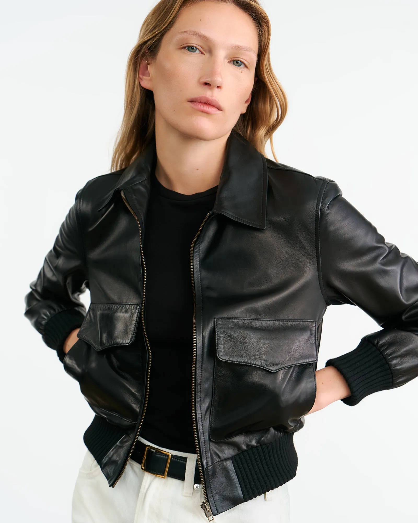 REDLEY LEATHER BOMBER JACKET sold by Nili Lotan product image thumbnail 3