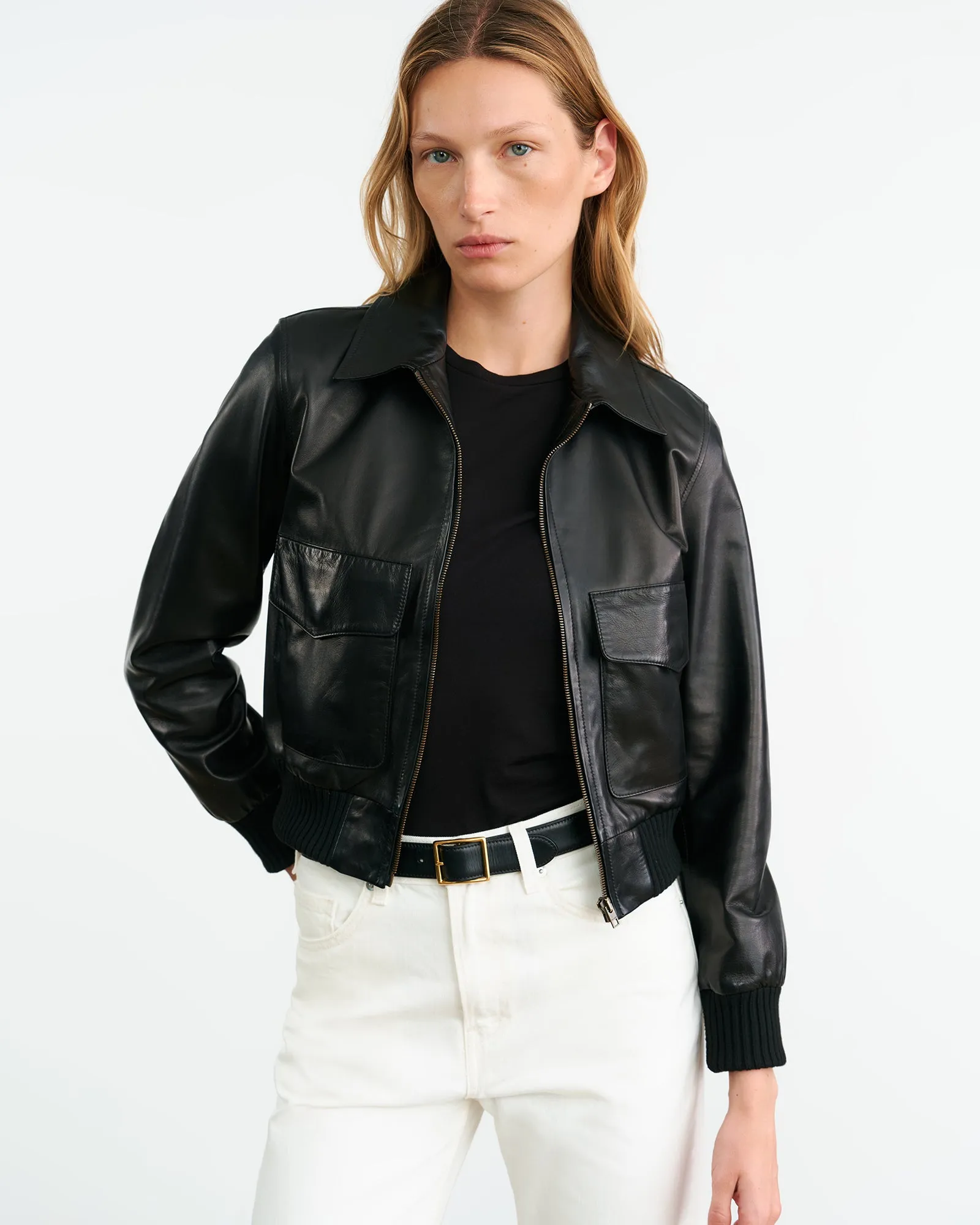 REDLEY LEATHER BOMBER JACKET sold by Nili Lotan product image thumbnail 2