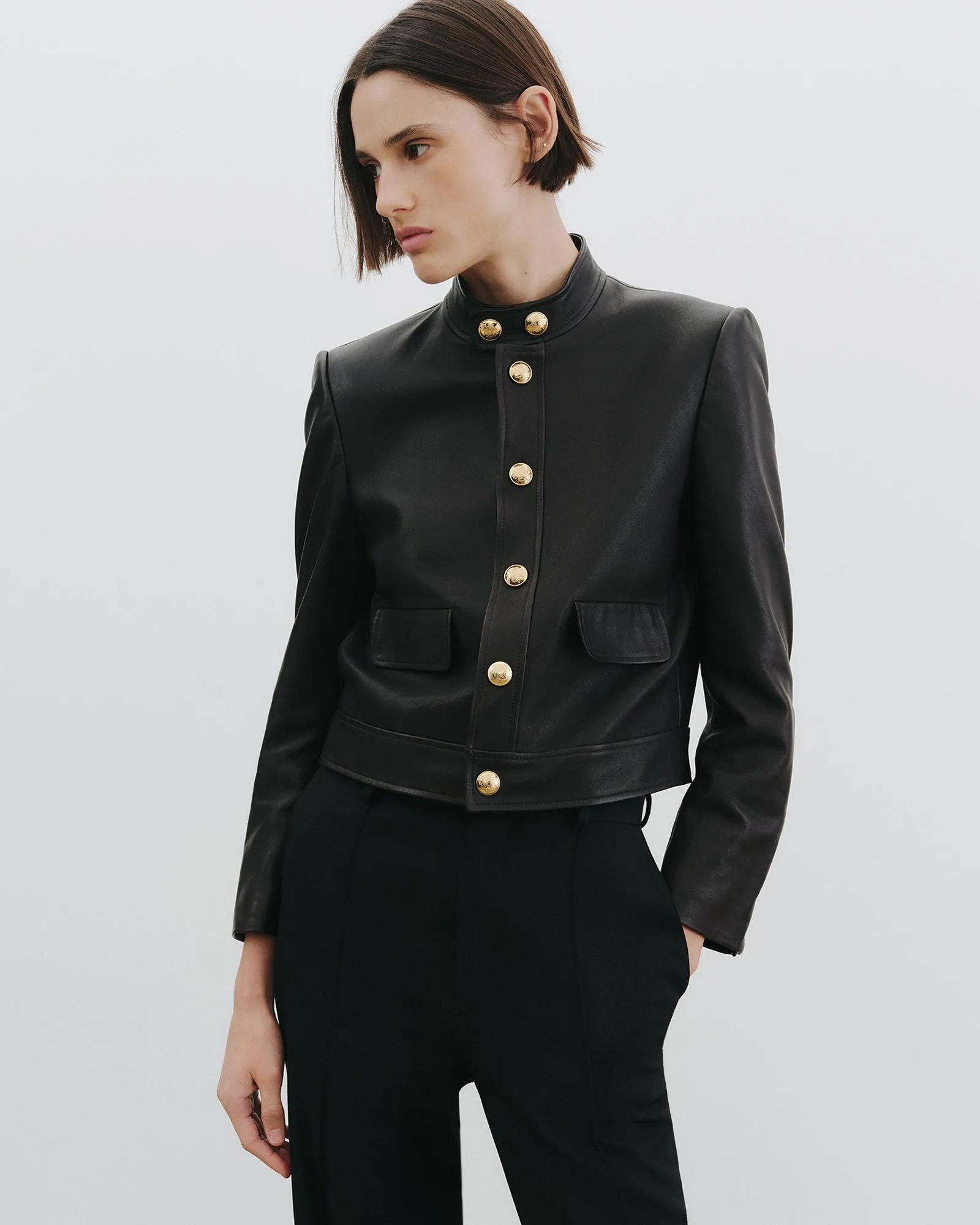 HADLEY LEATHER CROPPED JACKET sold by Nili Lotan product image thumbnail 4
