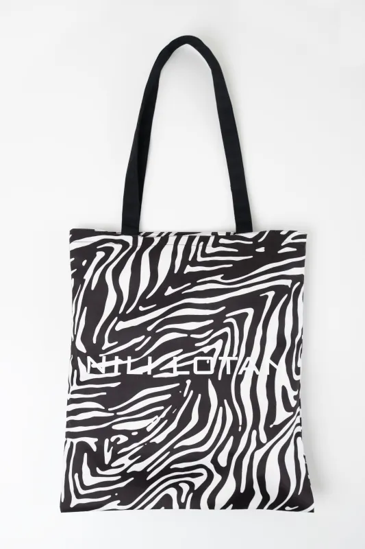 Zebra Printed Logo Tote made by Nili Lotan