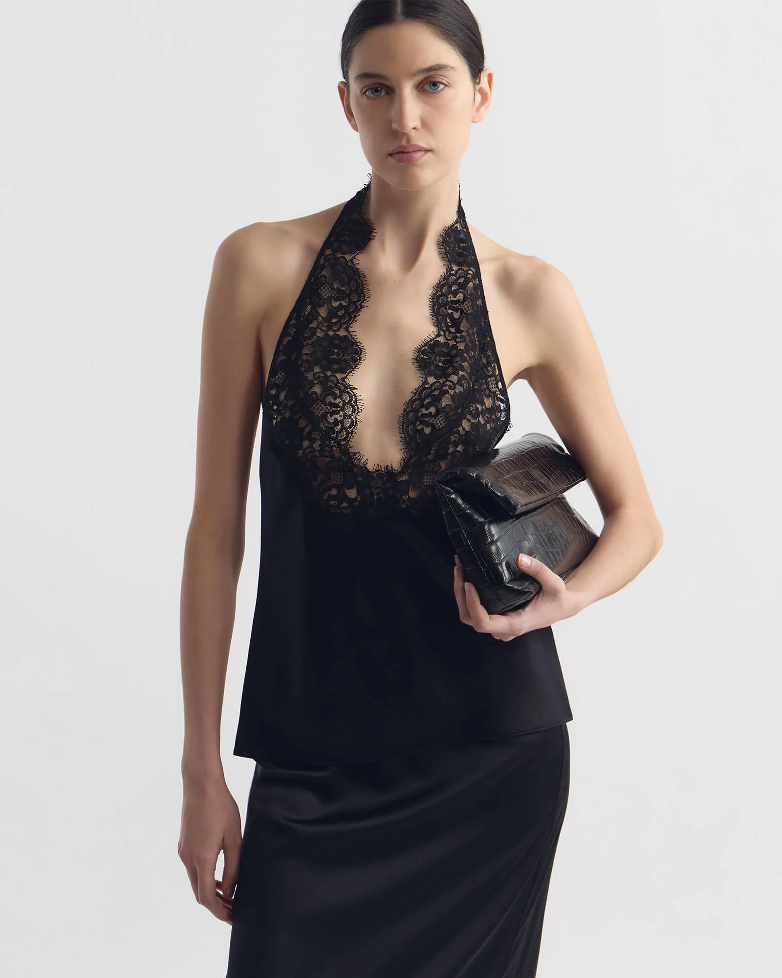 TEO LACE HALTERNECK SILK TOP sold by Nili Lotan product image thumbnail 5