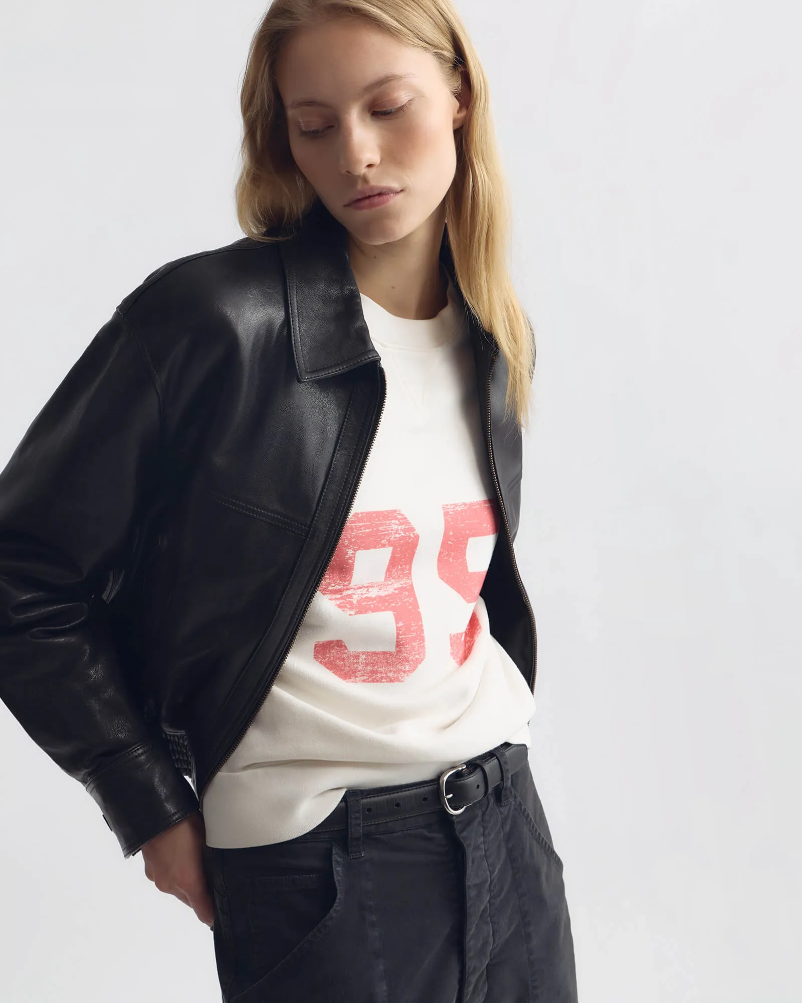 AIME LEATHER BOMBER JACKET sold by Nili Lotan product image thumbnail 4