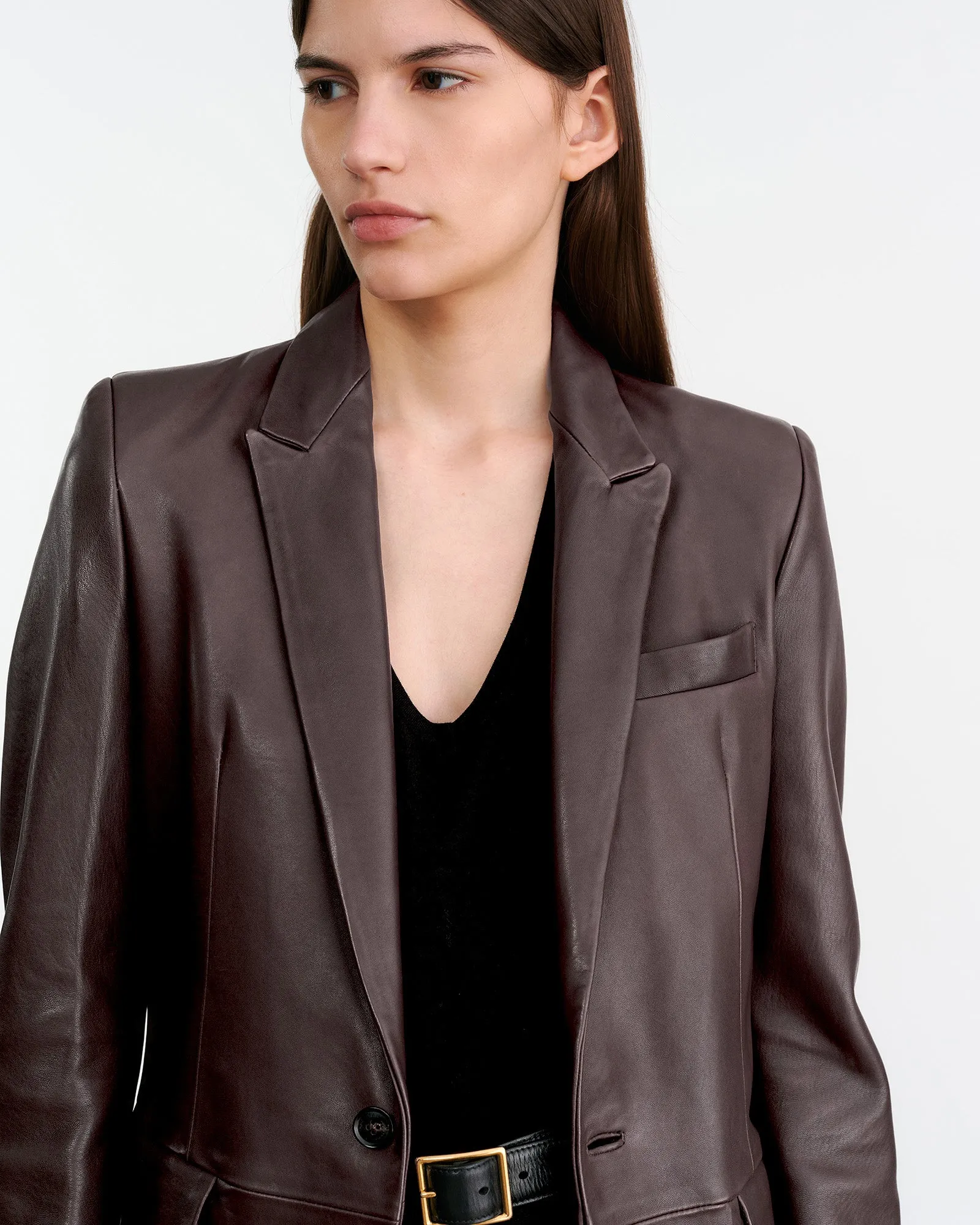 BELMONDE LEATHER TAILORED JACKET sold by Nili Lotan product image thumbnail 3