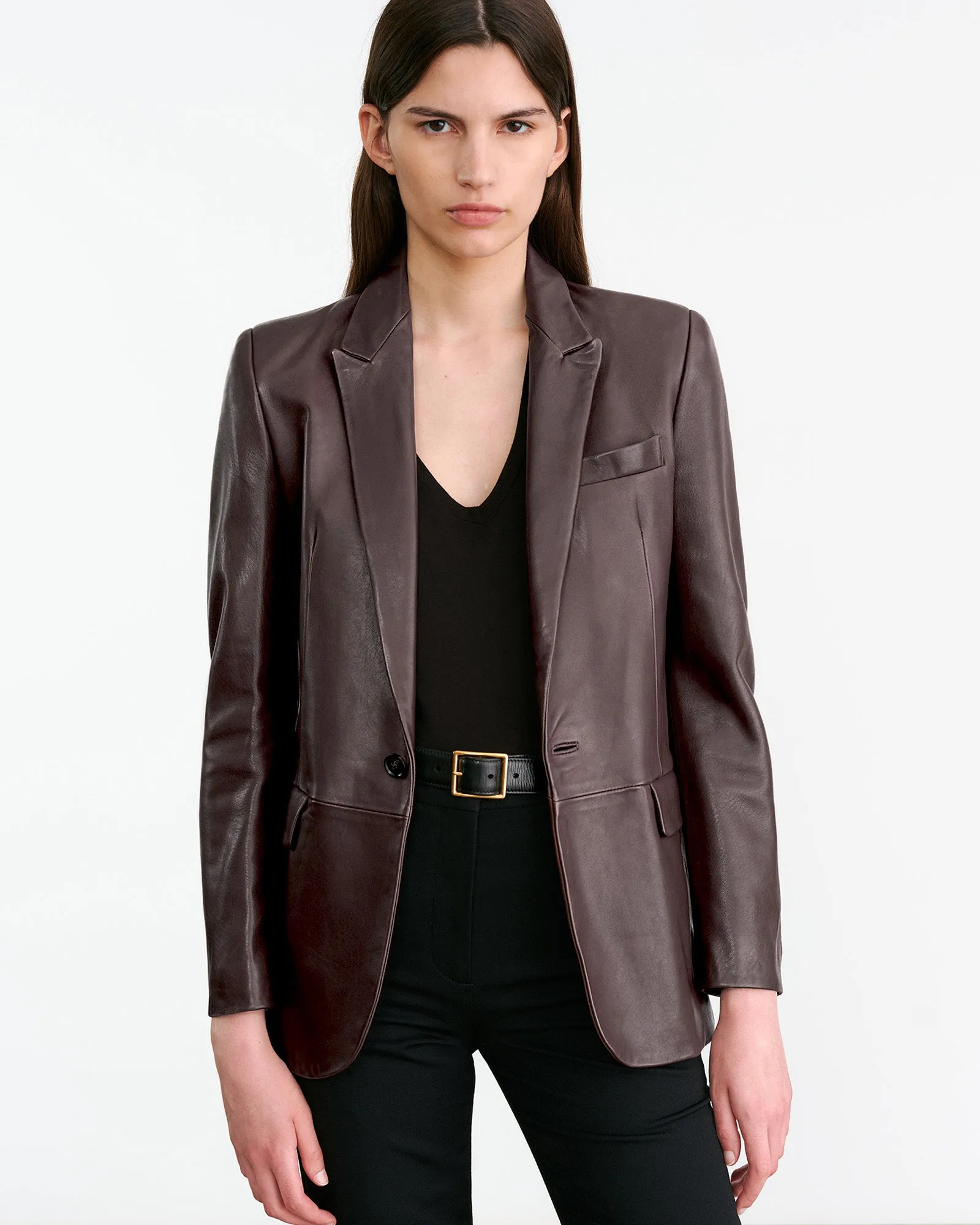 BELMONDE LEATHER TAILORED JACKET sold by Nili Lotan product image thumbnail 4