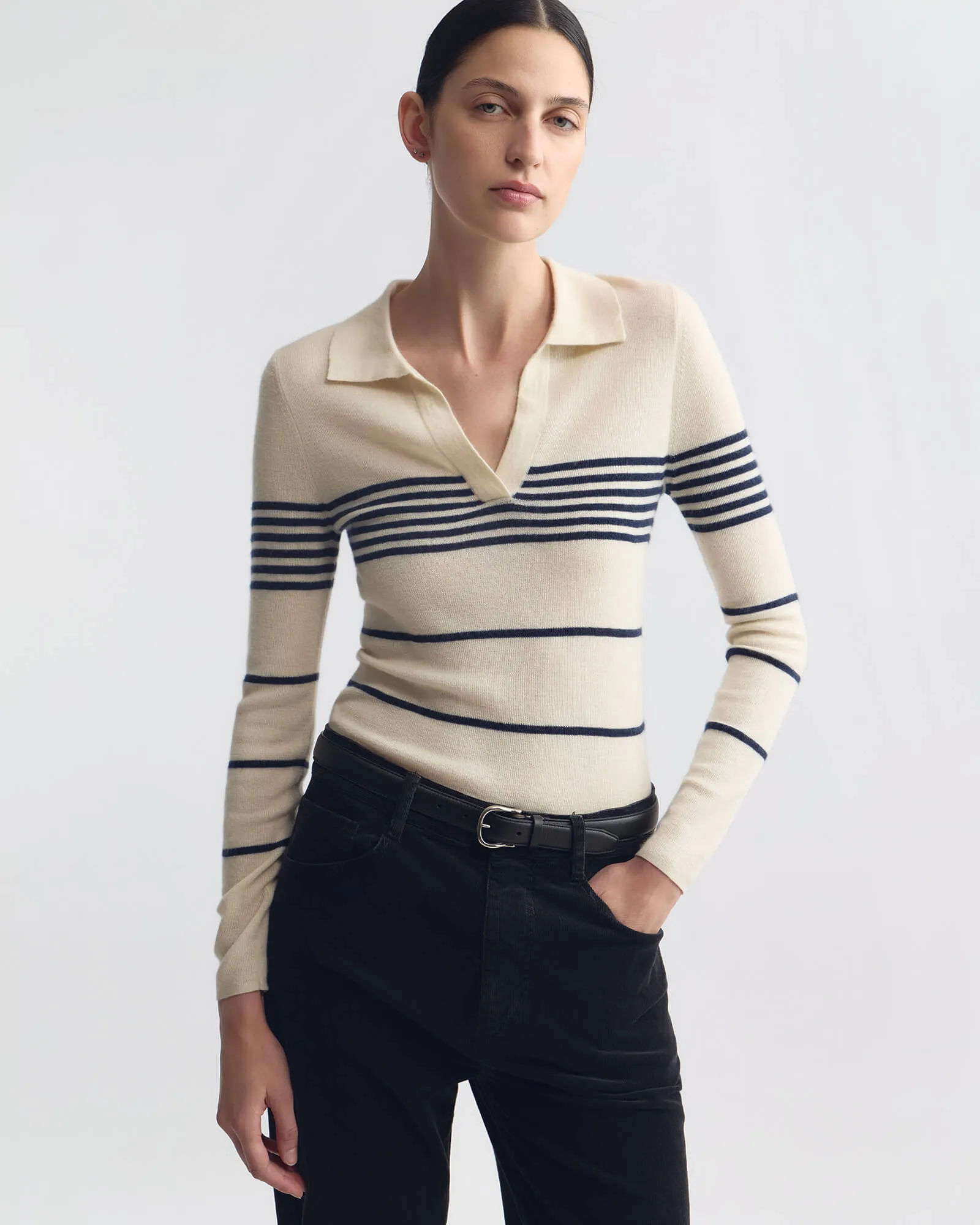 LUCILLE STRIPE CASHMERE POLO sold by Nili Lotan product image thumbnail 2
