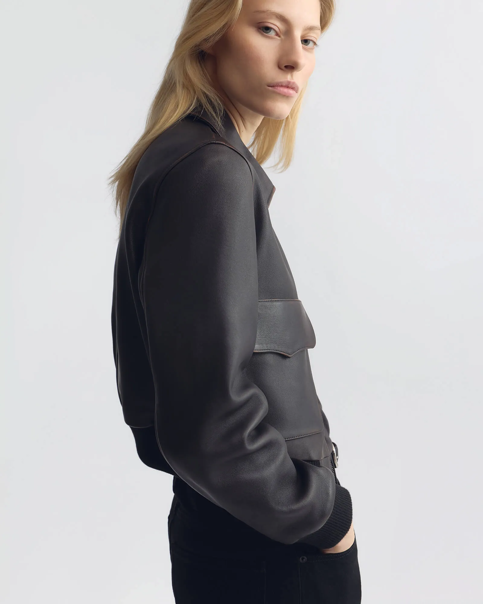 REDLEY LEATHER BOMBER JACKET sold by Nili Lotan product image thumbnail 5