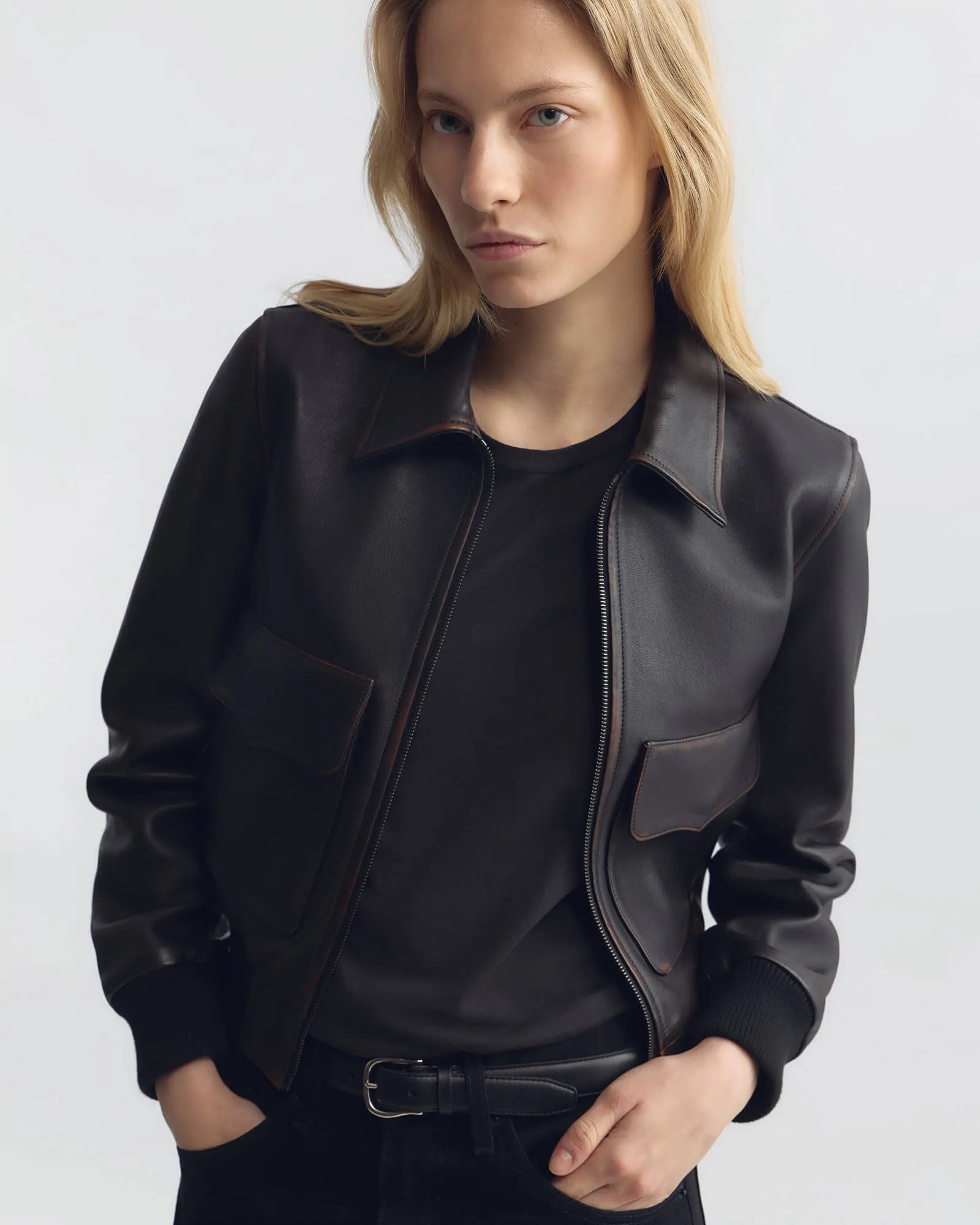 REDLEY LEATHER BOMBER JACKET sold by Nili Lotan product image thumbnail 4