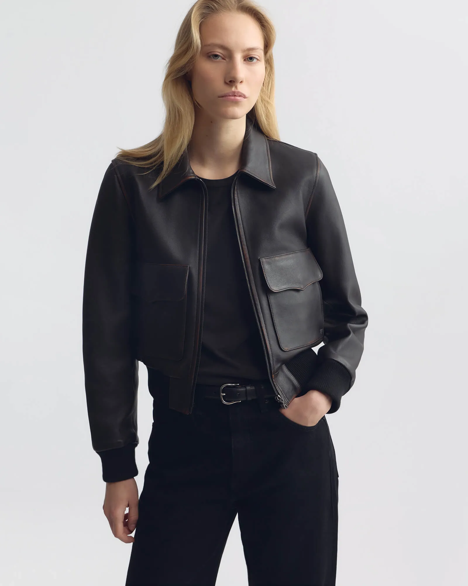 REDLEY LEATHER BOMBER JACKET sold by Nili Lotan product image thumbnail 2