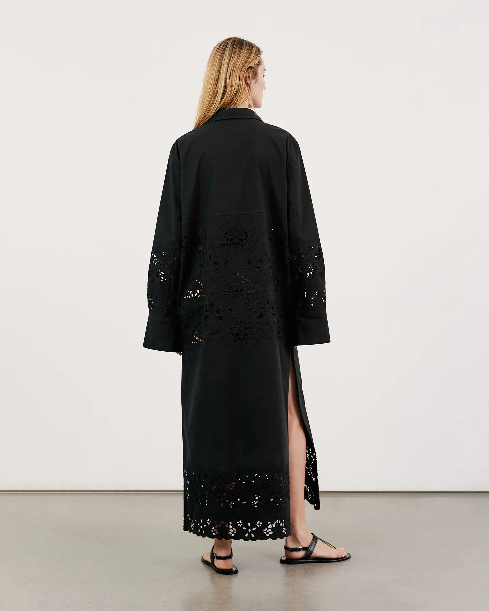 LOUANNE EMBROIDERED LONG POPLIN DRESS sold by Nili Lotan product image thumbnail 5