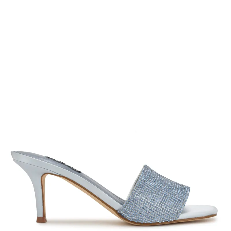 Donnah Rhinestone Heeled Slide Sandals sold by Nine West