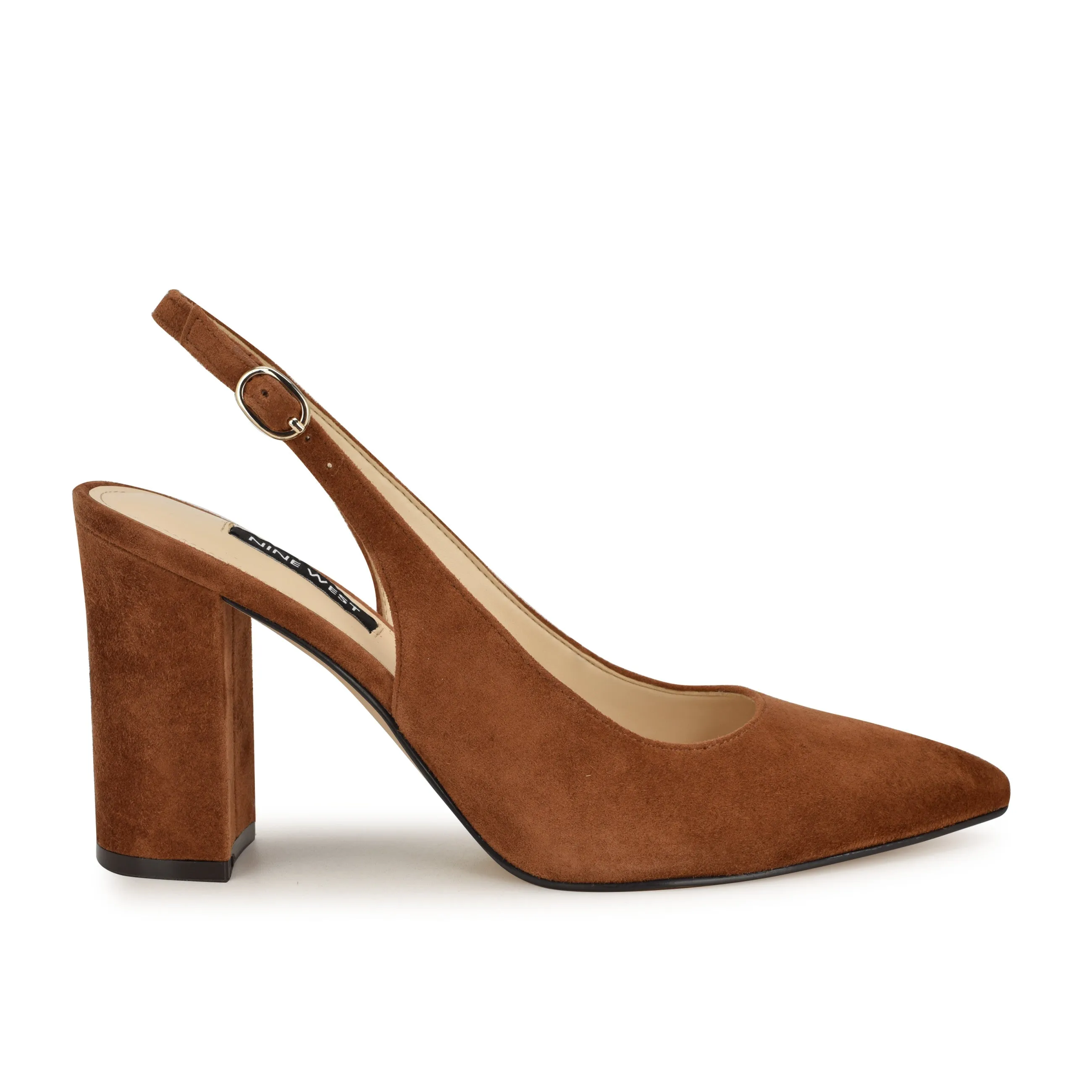 【美脚効果☆】Nine West Galant Block Heel サンダル Nine West Galant Faux Leather Woven Heels in Orange | Lyst