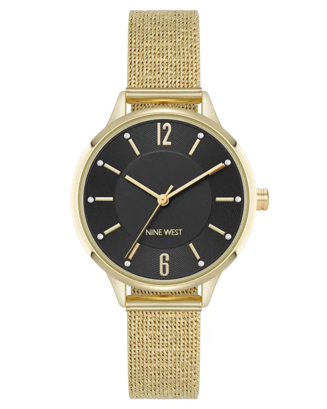 Crystal Accented Dial Mesh Watch sold by Nine West