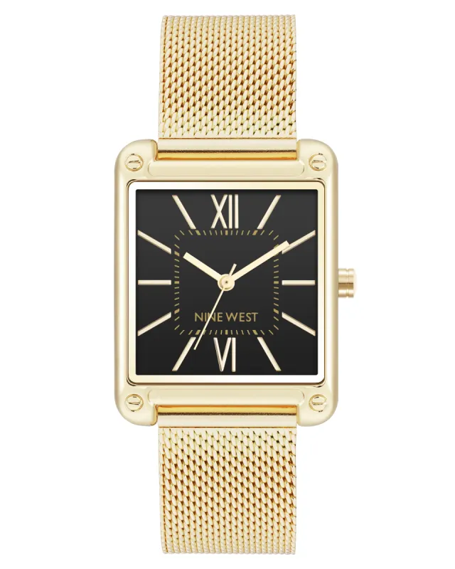 Rectangular Case Mesh Bracelet Watch made by Nine West