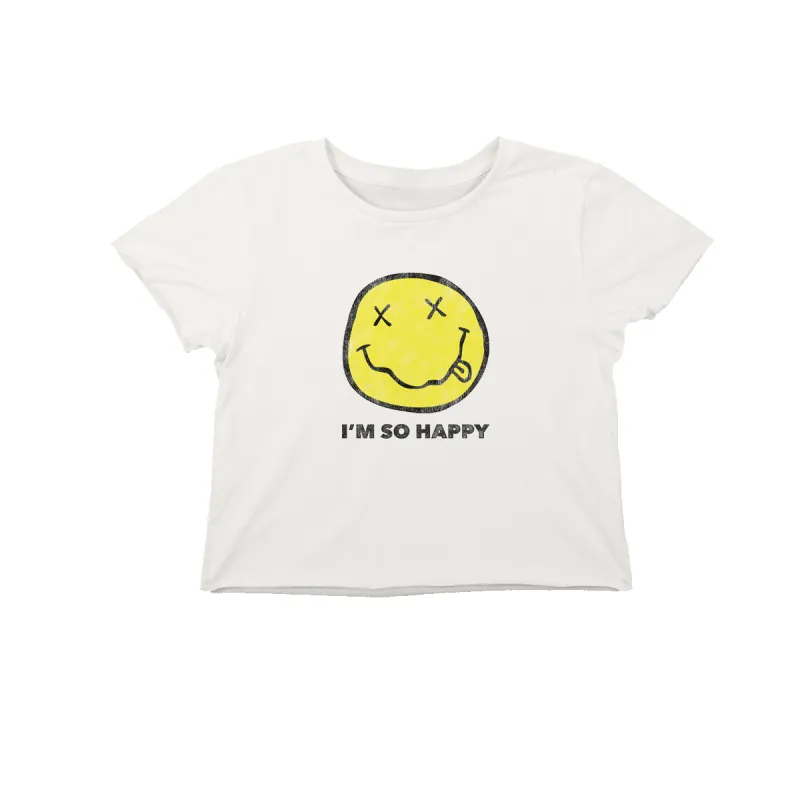 I'm So Happy Cropped Tee sold by NIRVANA