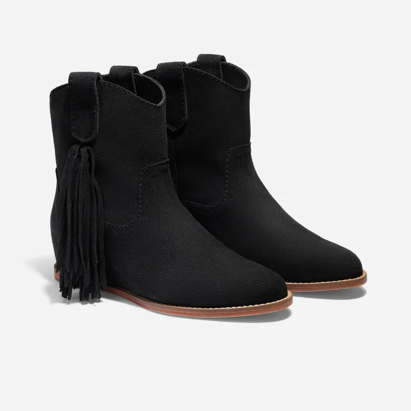 Amaya Fringe Bootie Black Suede sold by Nisolo