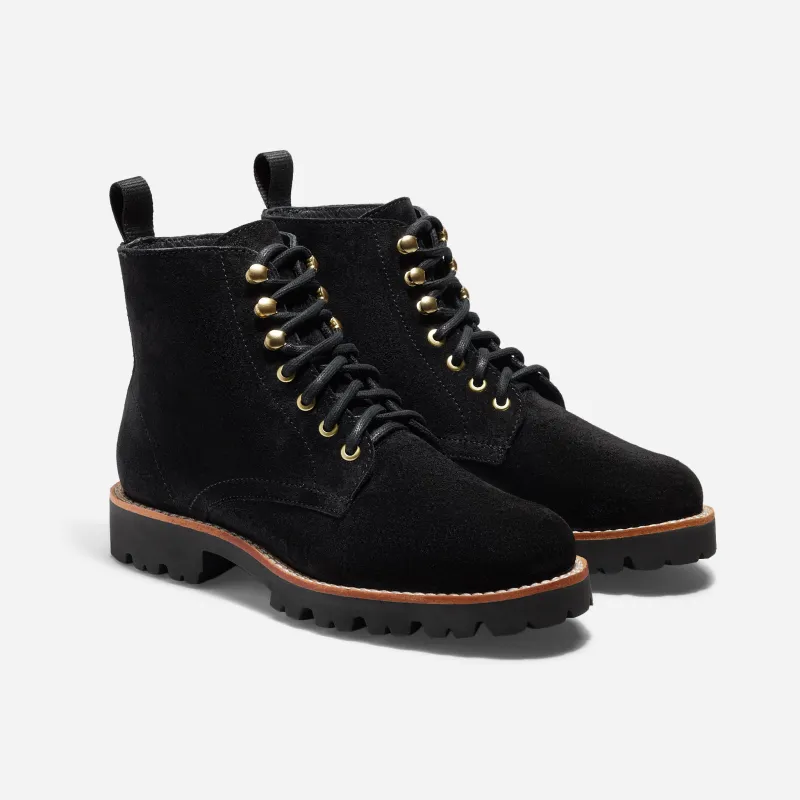 Go-To Lace Lug Boot Black sold by Nisolo