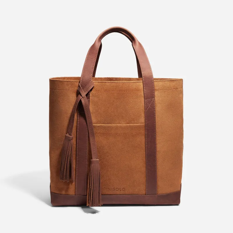 Arlo Tote Tan Suede made by Nisolo