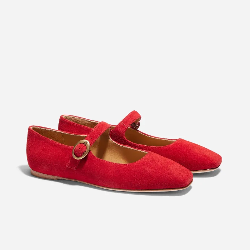 Lola Mary Jane Red Suede sold by Nisolo