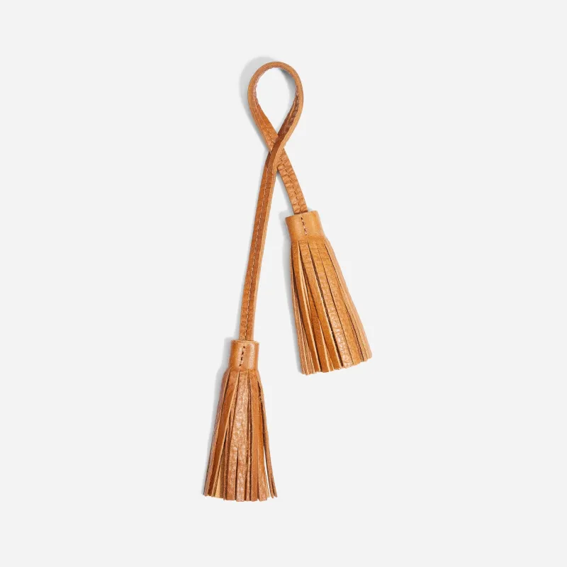 Double Tassel Bag Charm British Tan sold by Nisolo