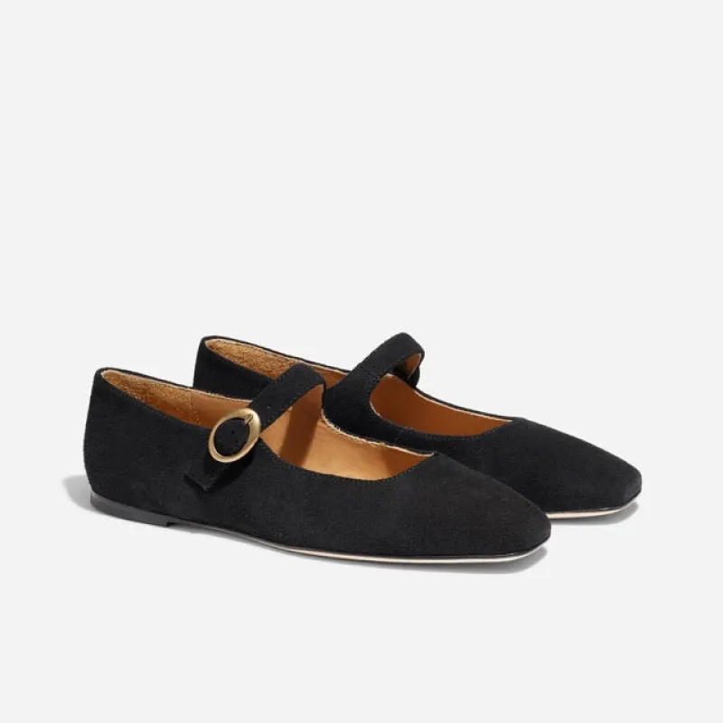 Lola Mary Jane Black Suede sold by Nisolo