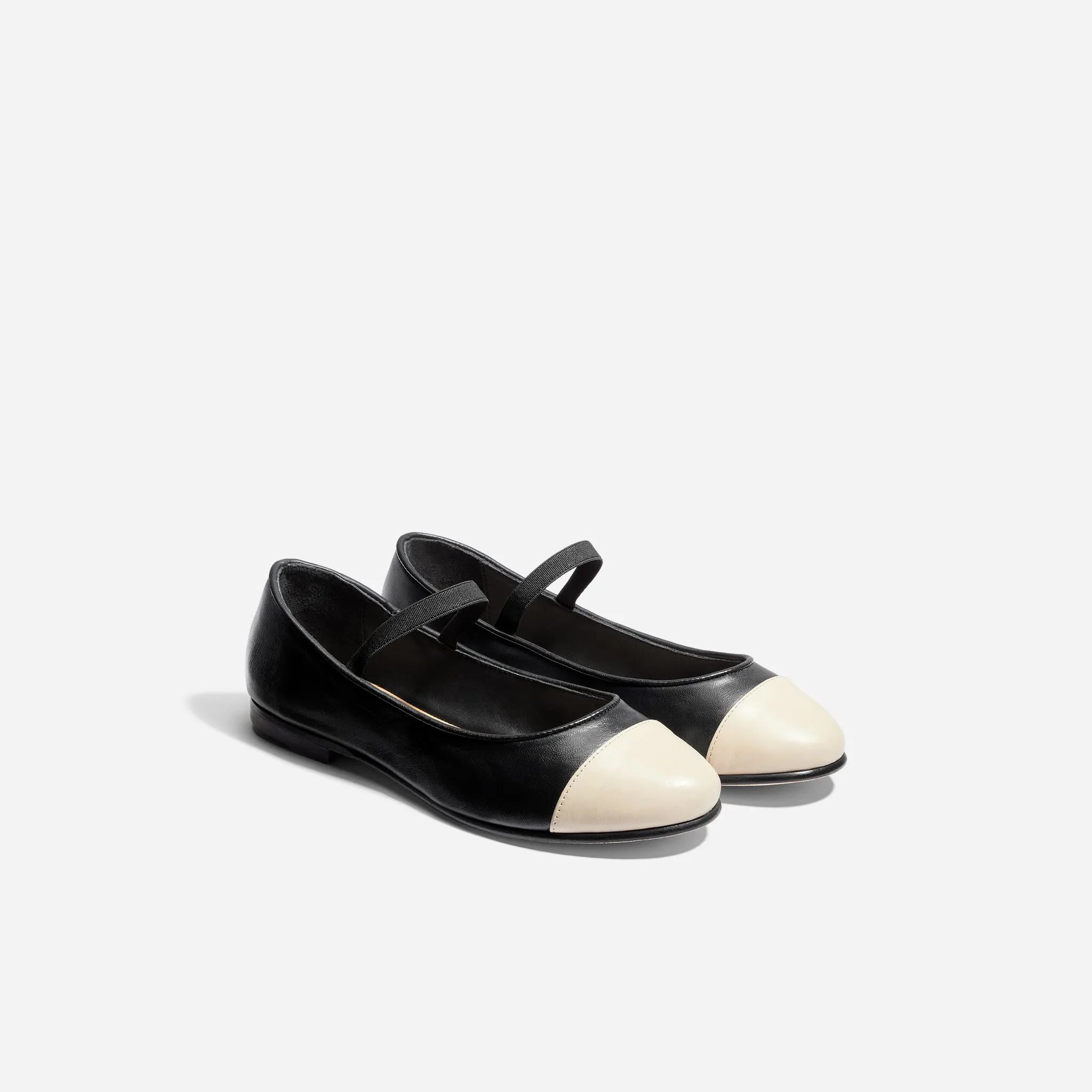 Bea Mary Jane Ballet Cap Toe Black/Bone sold by Nisolo