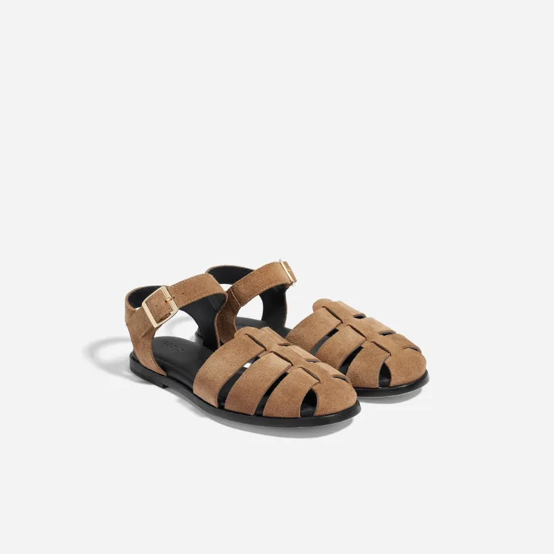 Mira Fisherman Sandal Taupe Suede sold by Nisolo