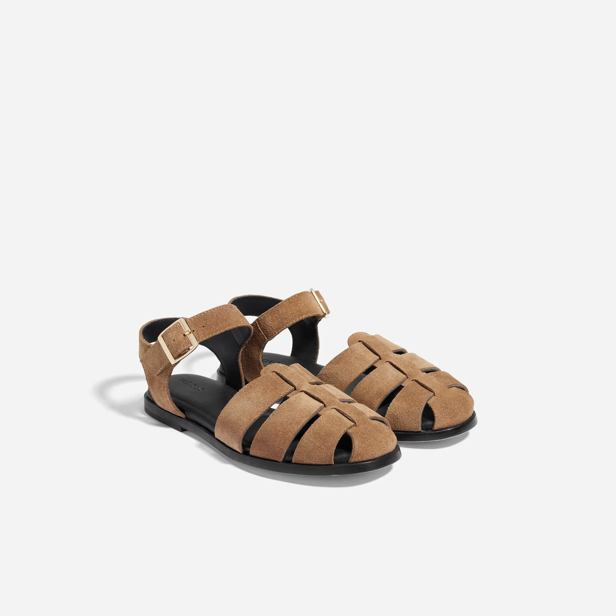Mira Fisherman Sandal Taupe Suede sold by Nisolo