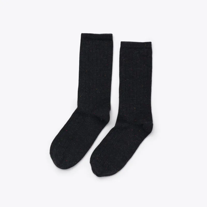 Cotton Crew Sock Black Multicolor Marl sold by Nisolo