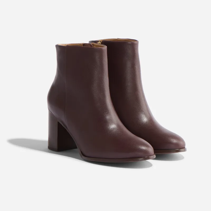 Lia Heeled Bootie Wine sold by Nisolo