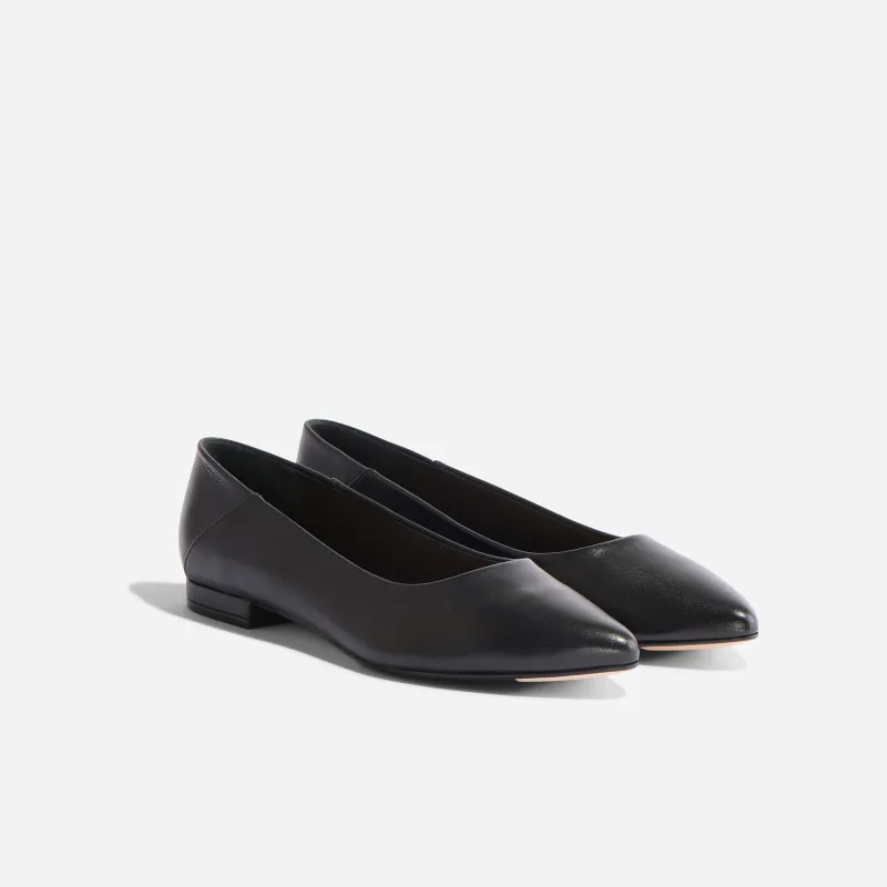 Fina Pointed Toe Flat Black sold by Nisolo
