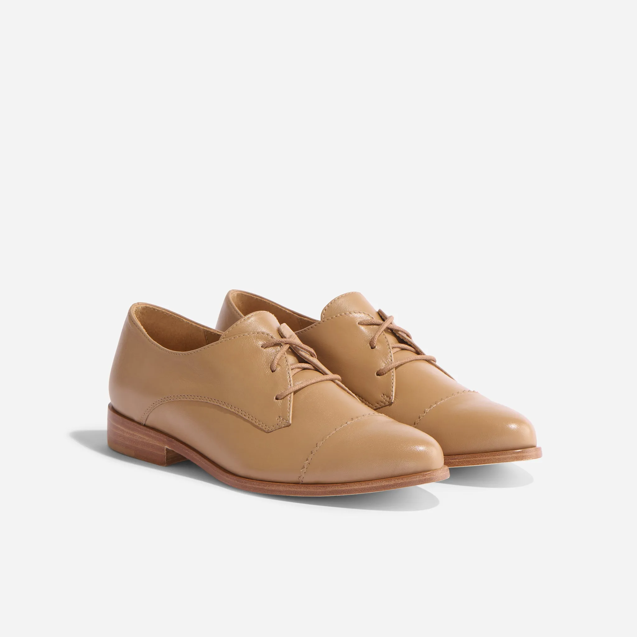 Emilia Cap Toe Oxford Almond sold by Nisolo