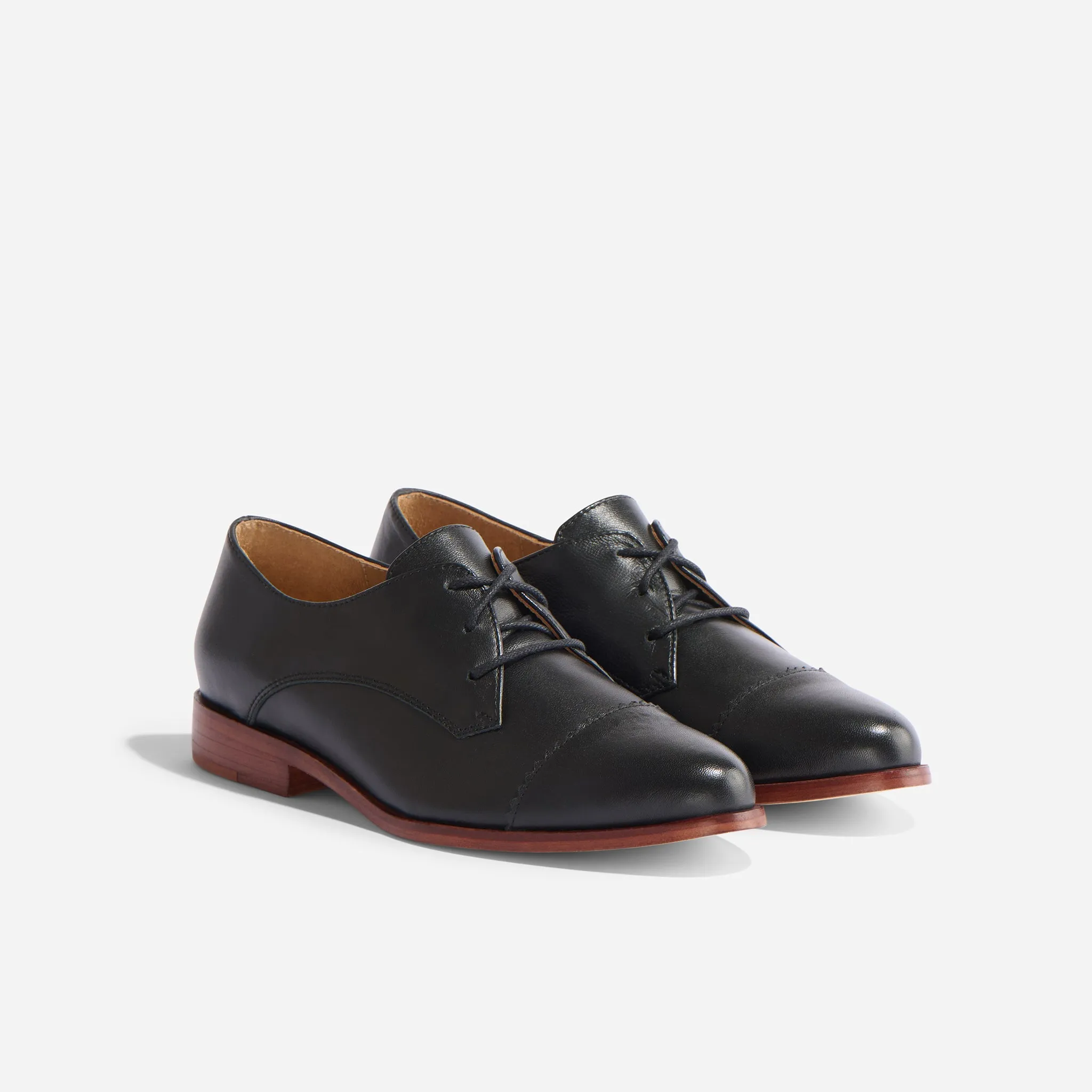 Emilia Cap Toe Oxford Black sold by Nisolo