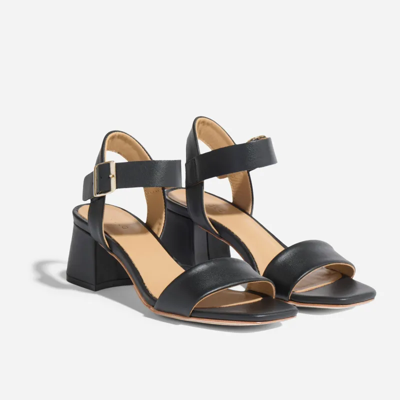 Stella Go-To Block Heel Sandal Black sold by Nisolo