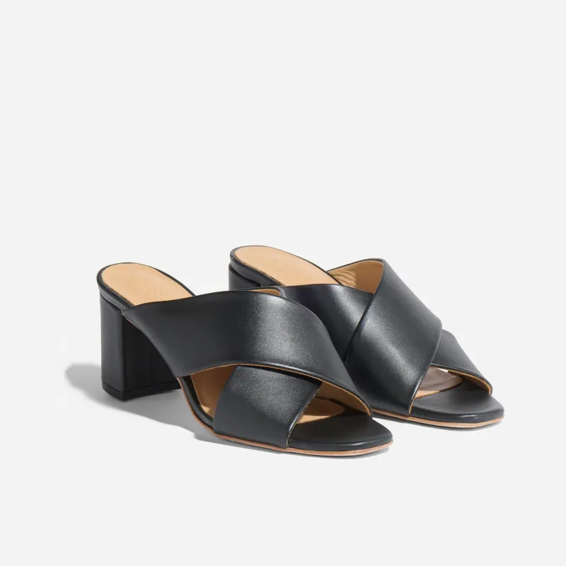 Carina Cross Strap Mule Black sold by Nisolo