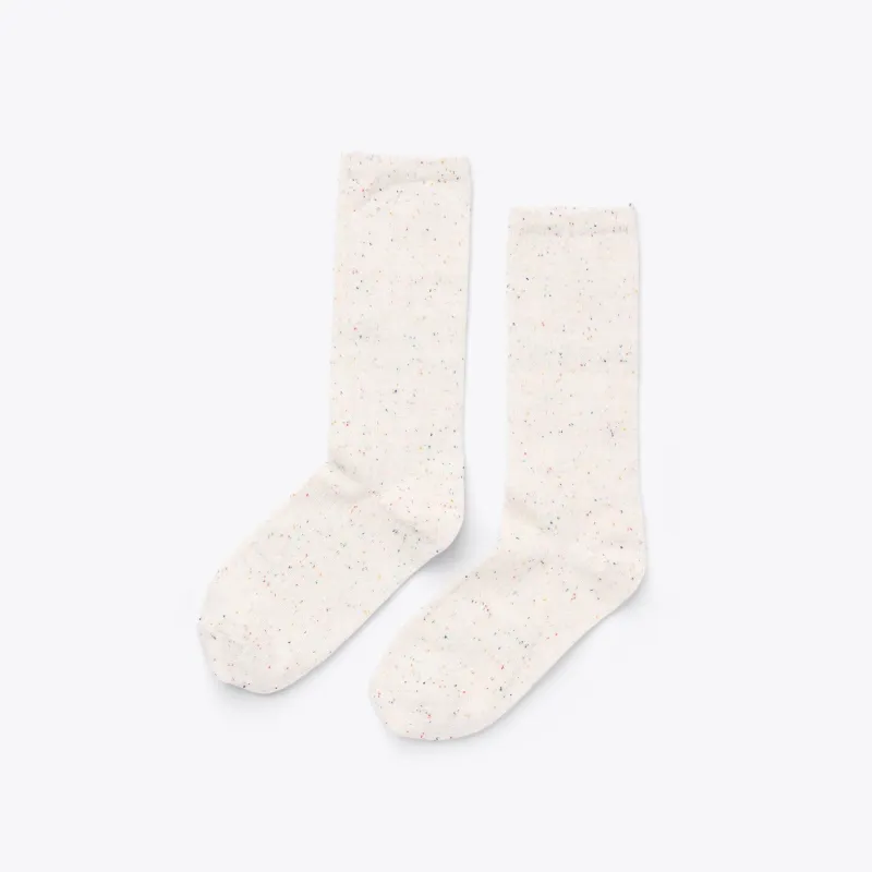 Cotton Crew Sock Ivory Multicolor Marl sold by Nisolo